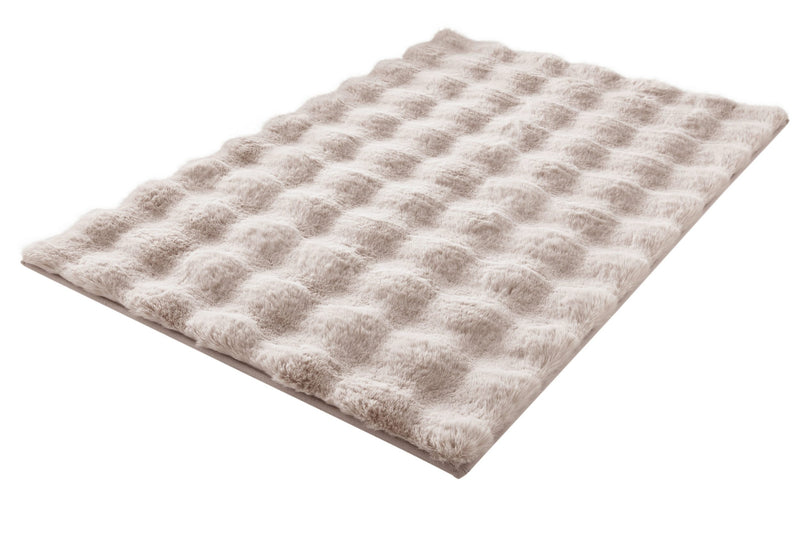 Covor de baie pufos Cloud bej deschis cu model 3D 60x90 cm - LunaHome.ro