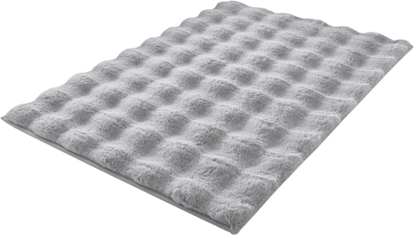 Covor de baie pufos Cloud gri cu model 3D 60x90 cm