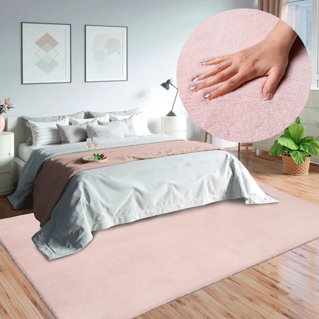 Covor de blană Loft37 foarte pufos roz blush 120x160 cm - LunaHome.ro
