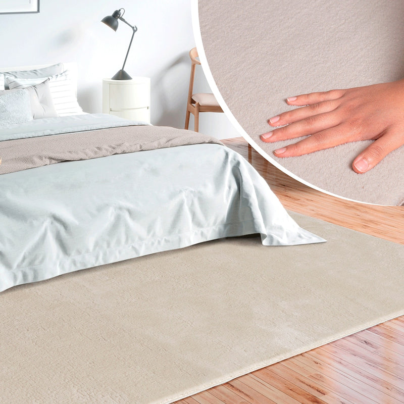 Covor de blană Loft37 foarte pufos bej 80x150 cm - LunaHome.ro