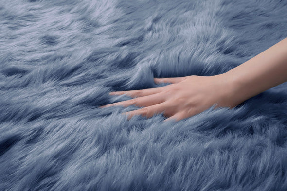 Covor de blană »Valeria« foarte moale si pufos, albastru 90x160 cm