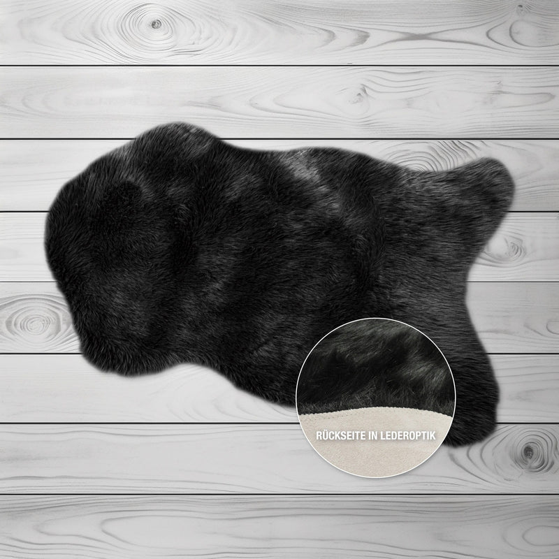 Covor de blana eco Kinzler neagra 70x110 cm - LunaHome.ro
