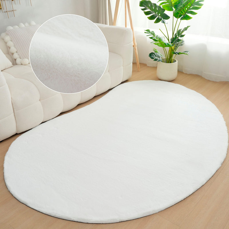 Covor de blana eco Rabbit 2 Bean alb foarte pufos 160x240 cm - LunaHome.ro