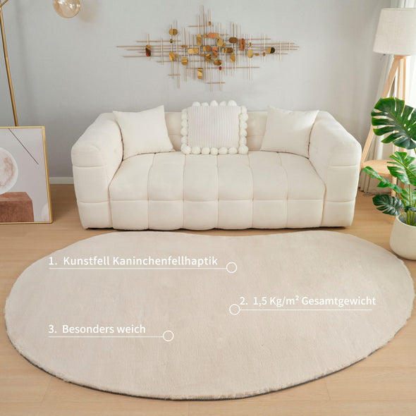 Covor de blana eco Rabbit 2 Bean bej foarte pufos 160x240 cm - LunaHome.ro