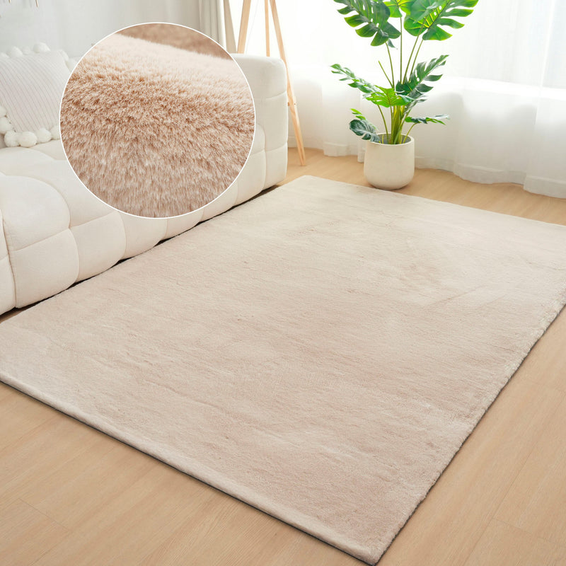 Covor de blana eco Rabbit 2 bej foarte pufos 40x60 cm - LunaHome.ro
