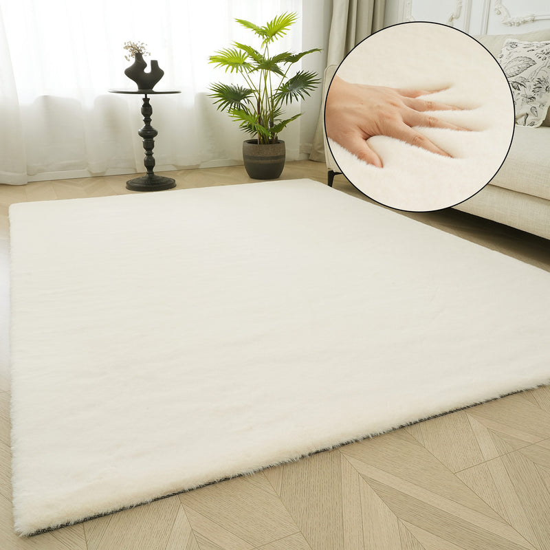 Covor de blana eco Rabbit 2 crem foarte pufos 160x220 cm - LunaHome.ro
