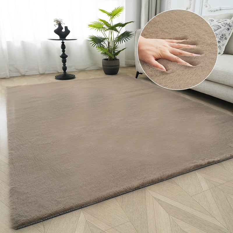 Covor de blana eco Rabbit 2 maro foarte pufos 40x60 cm - LunaHome.ro