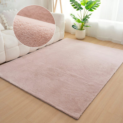 Covor de blana eco Rabbit 2 roz foarte pufos 120x170 cm - LunaHome.ro
