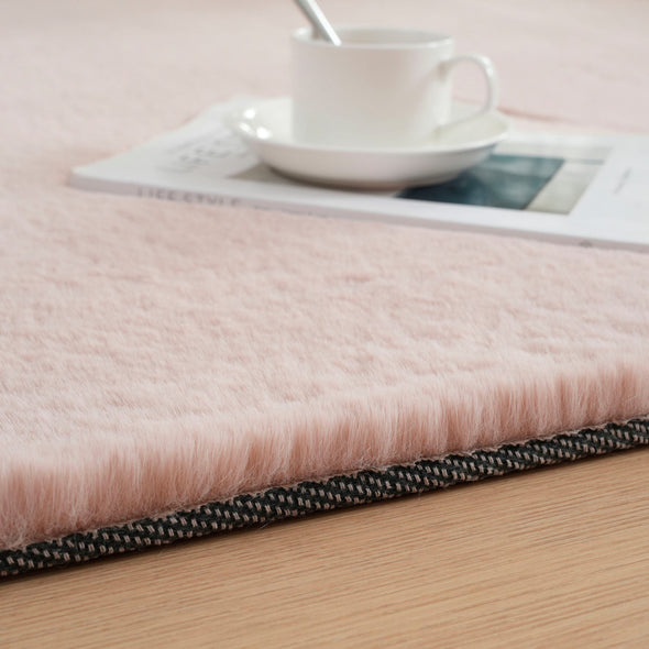 Covor de blana eco Rabbit 2 roz foarte pufos 120x170 cm - LunaHome.ro