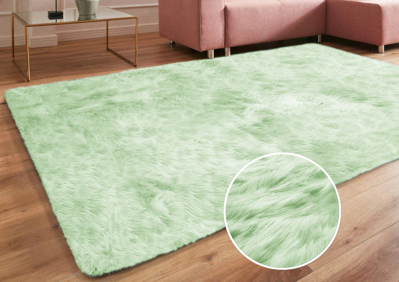 Covor de blana eco Valeria foarte moale si pufos verde 120x180 cm - LunaHome.ro
