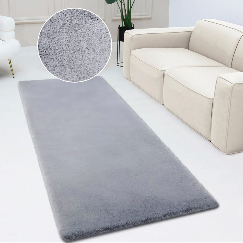 Covor de blană eco »Rabbit« cu textura de blana de iepure, gri 80x150 cm - LunaHome.ro