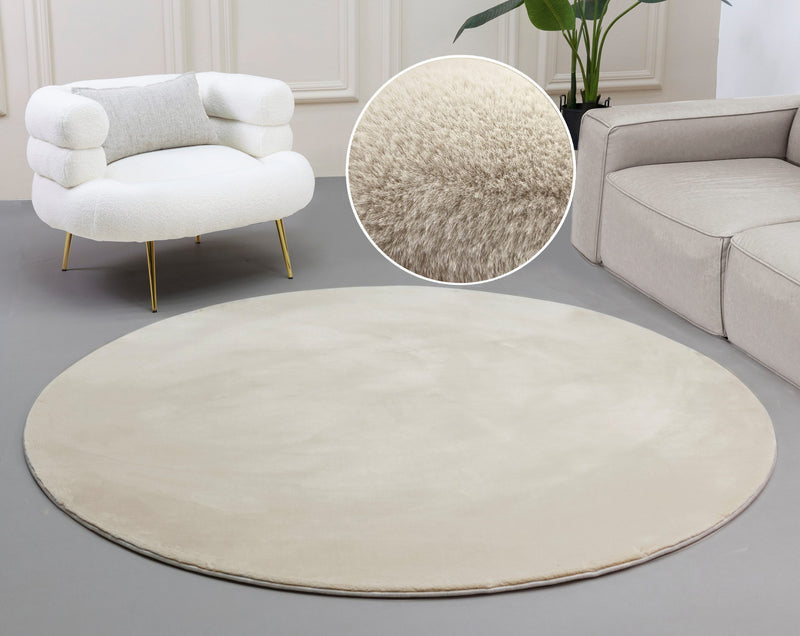Covor de blană eco »Balu« cu textura de blana de iepure bej 180 cm - LunaHome.ro