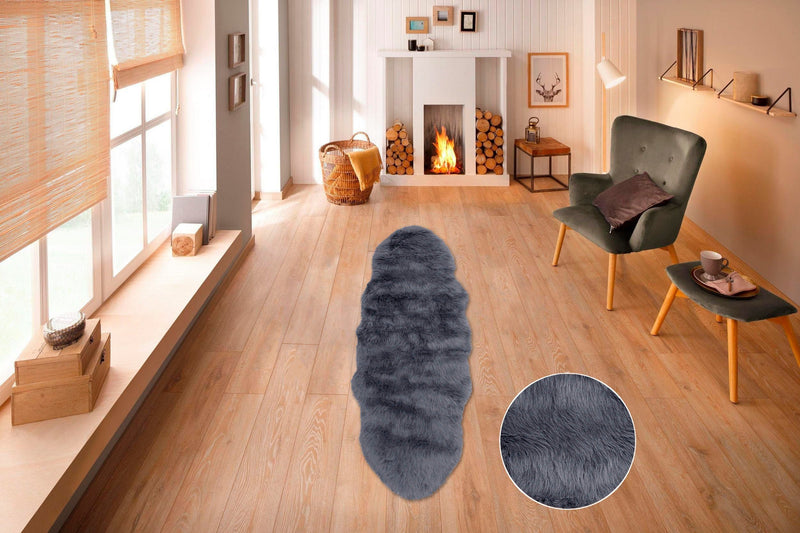 Covor de blana eco »Valeria« foarte moale si pufos, antracit 65x180 cm - LunaHome.ro