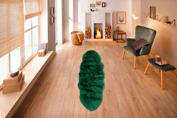 Covor de blana eco »Valeria« foarte moale si pufos, verde 65x180 cm - LunaHome.ro