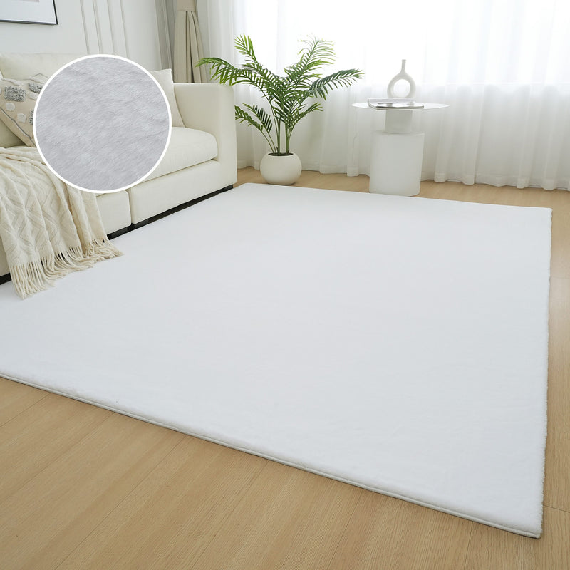 Covor de blană sintetica »Balu« cu textura de iepure alb 80x150 cm - LunaHome.ro