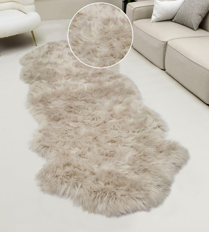Covor de blană sintetica »Dena« foarte moale si pufos, crem 60x180 cm - LunaHome.ro