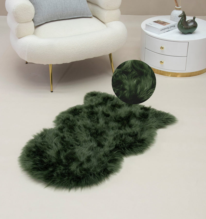 Covor de blană sintetica »Dena« foarte moale si pufos, verde 60x90 cm - LunaHome.ro