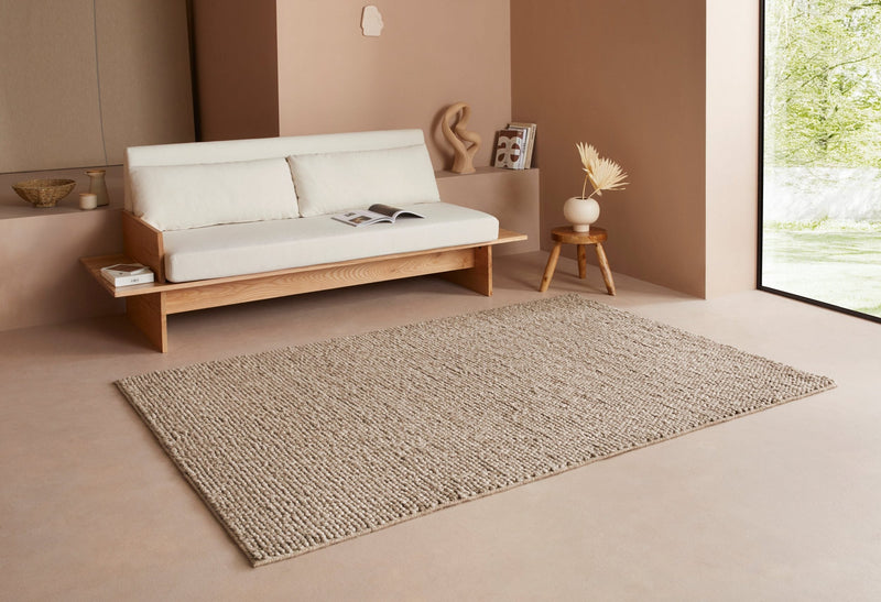 Covor din lână Ainhoa model cu noduri bej, 160x230 cm - LunaHome.ro