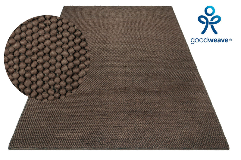 Covor din lână Ainhoa model cu noduri maro inchis 160x230 cm - LunaHome.ro
