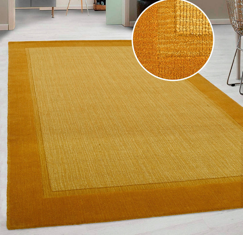 Covor din lână Allvaro, model cu bordura galben auriu 80x150 cm - LunaHome.ro