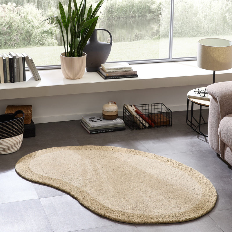 Covor din lână Gabbeh Super bej cu model oval 100x150 cm - LunaHome.ro
