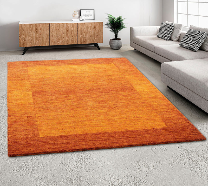 Covor din lână Gabbeh Super ruginiu cu model degradee 200x200 cm - LunaHome.ro