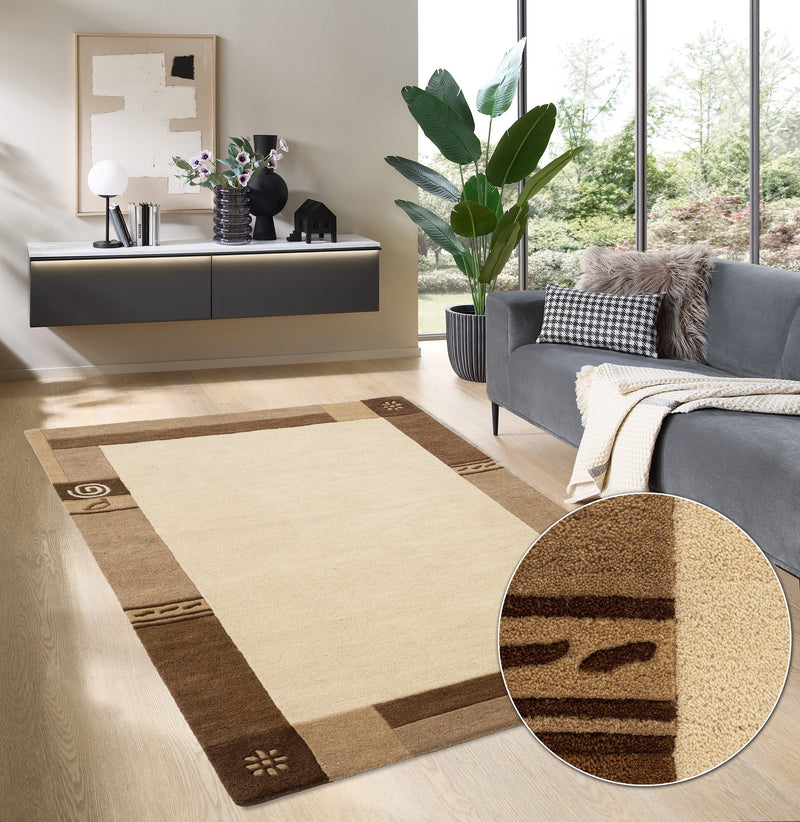 Covor din lână Tromso lucrat manual bej 120x180 cm - LunaHome.ro