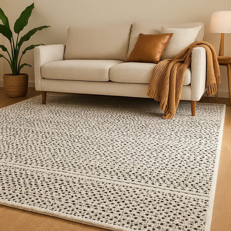 Covor din lana Wooly Nature crem-negru 240x290 cm - LunaHome.ro