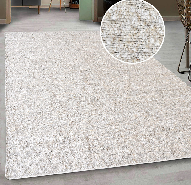 Covor din lână cu model boucle Landhaus tesut manual 40x60 cm - LunaHome.ro