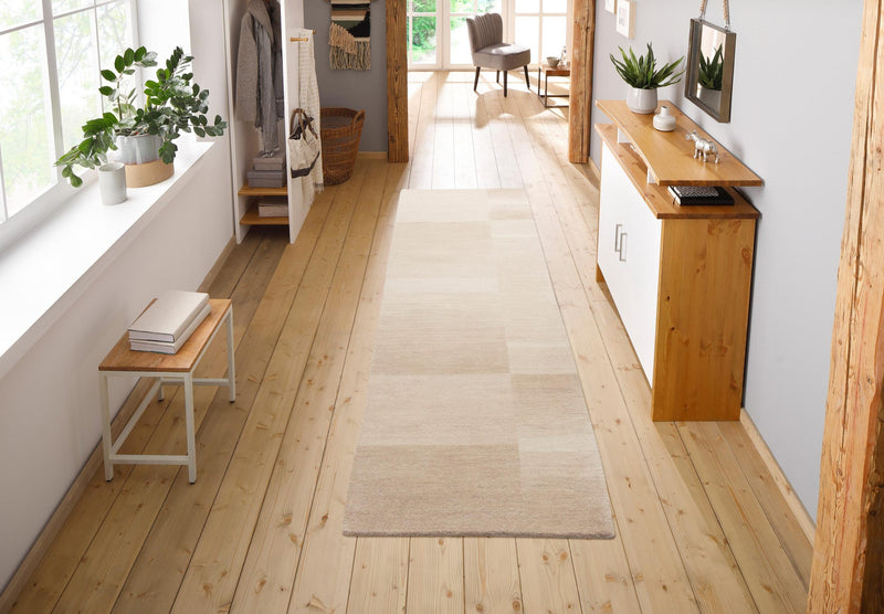 Covor din lână pură »Jorun«, realizat manual, bej 90x250cm - LunaHome.ro