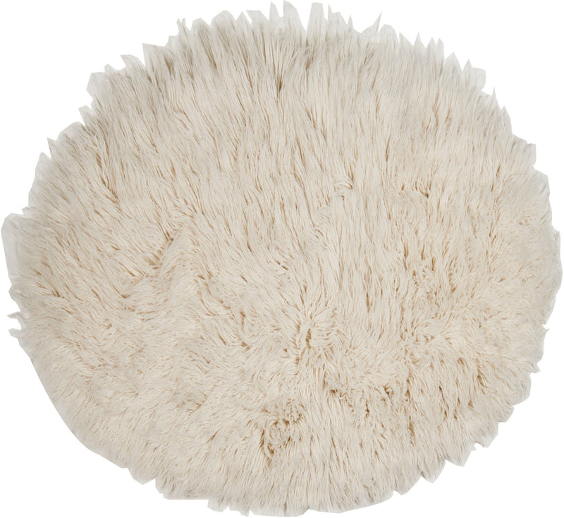 Covor din lână virgina Flokati țesut manual rotund 100 cm - LunaHome.ro