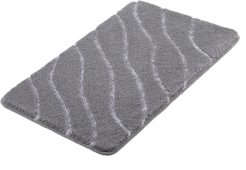 Covor lavabil de baie Tram gri cu model ondulat 60x100 cm - LunaHome.ro