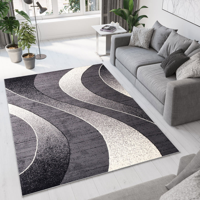 Covor modern Dream gri cu model in valuri 160x220 cm - LunaHome.ro