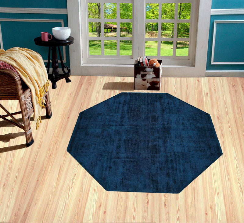 Covor octogonal »Shirley« din viscoza cu aspect matasos, albastru 200 cm - LunaHome.ro