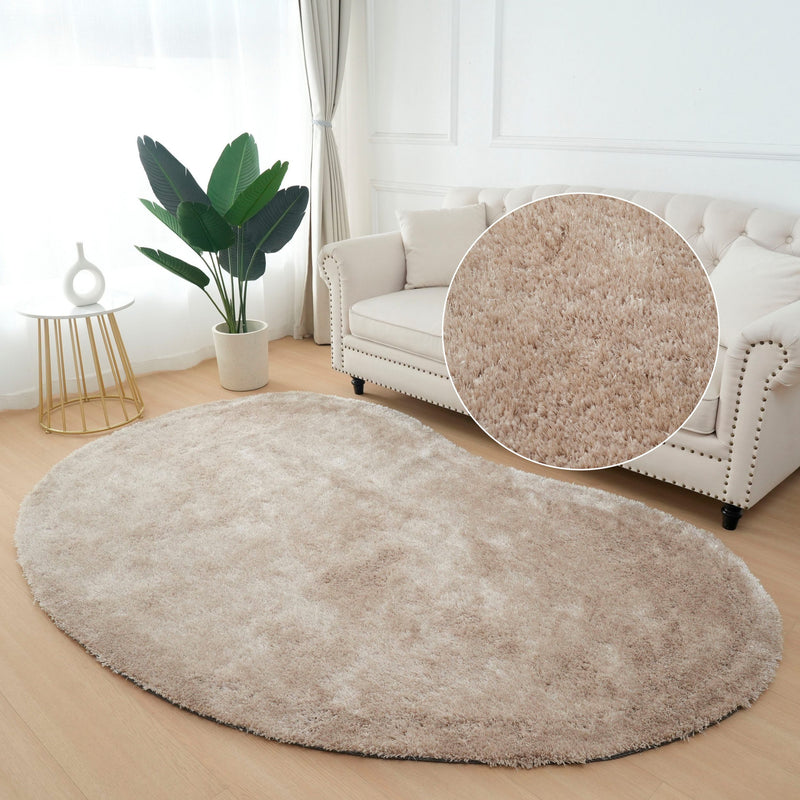 Covor oval Dana bean bej foarte pufos si gros 200x300 cm - LunaHome.ro