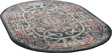 Covor oval Gabiro cu aspect oriental vintage verde 190x290 cm - LunaHome.ro