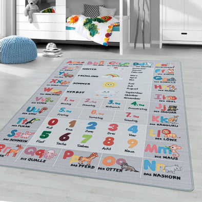 Covor pentru copii PLAY cu model in limba germana, 100x150 cm - LunaHome.ro