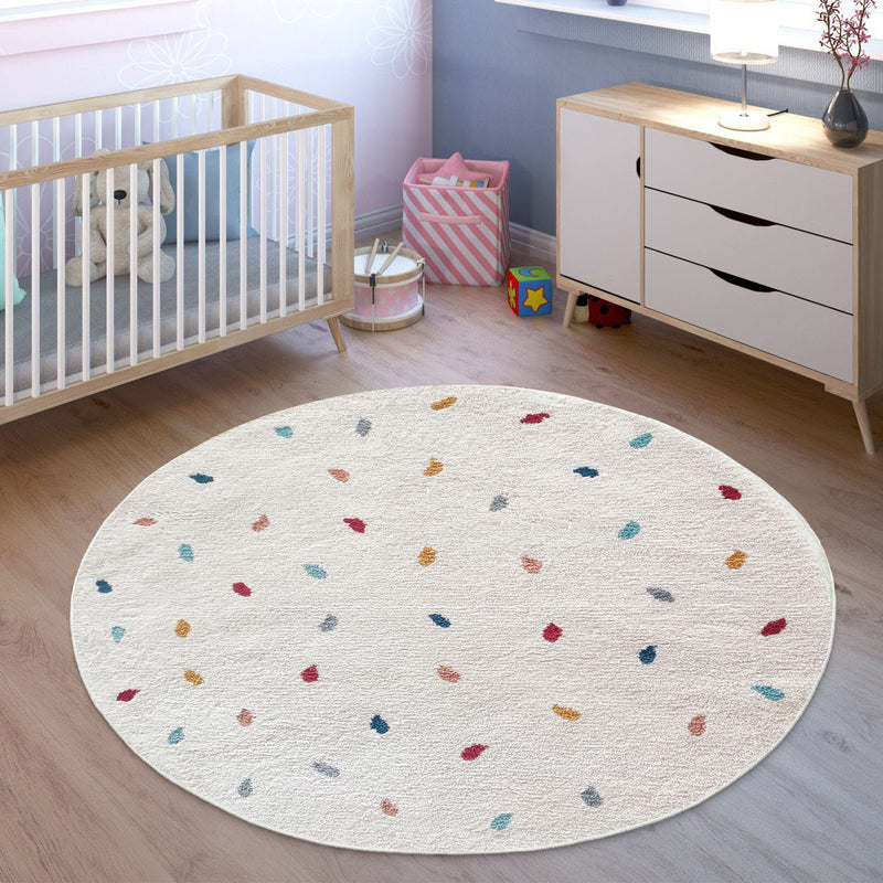 Covor pentru copii »Odan«, Lüttenhütt cu puncte colorate, 140 cm - LunaHome.ro
