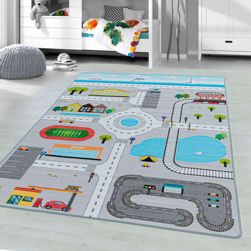 Covor pentru copii »PLAY 2902« model strazile orasului 100x150 cm - LunaHome.ro