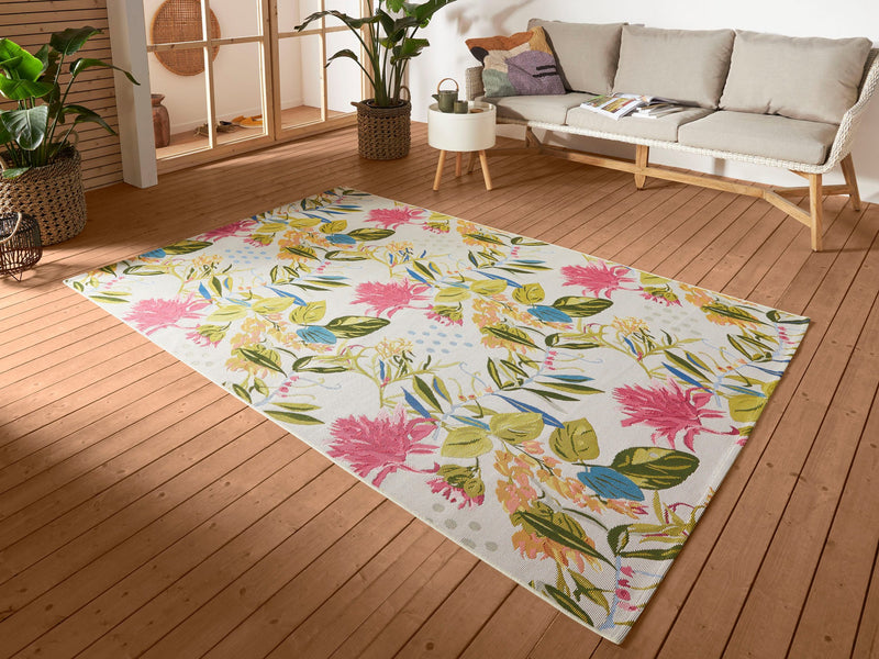 Covor pentru interior si exterior ”Flowers and Leaves” 160x235 cm - LunaHome.ro