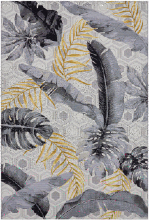 Covor pentru interior si exterior ”Golden Leaves” 80x165 cm - LunaHome.ro