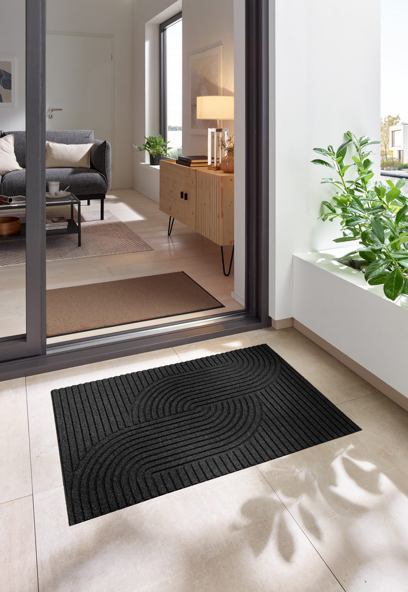 Covor pentru intrare Loop gri cu model 3D 60x90 cm