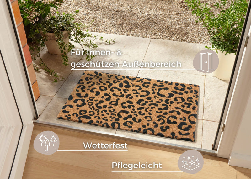 Covor preș de intrare din fibra de cocos Leopard 75x45 cm - LunaHome.ro