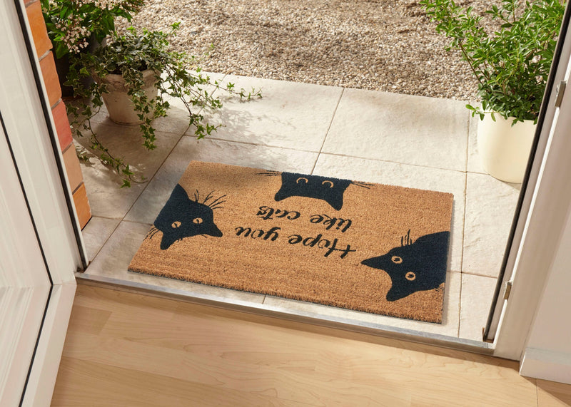 Covor preș de intrare din fibra de cocos Pisici 75x45 cm - LunaHome.ro
