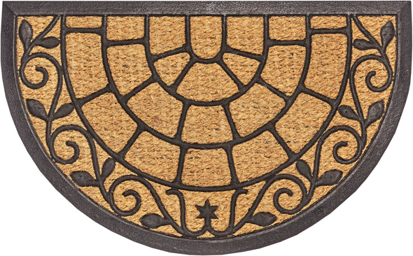 Covor preș de intrare semirotund din cocos și cauciuc, 45x75 cm - LunaHome.ro