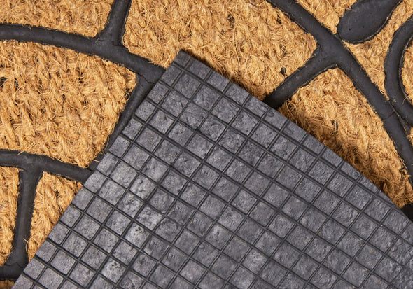 Covor preș de intrare semirotund din cocos și cauciuc, 45x75 cm - LunaHome.ro