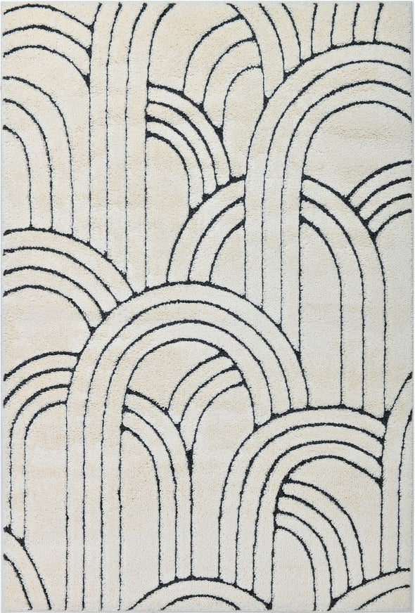Covor pufos Cadie cu model boho crem-gri 60x90 cm - LunaHome.ro