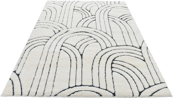 Covor pufos Cadie cu model boho crem-gri 60x90 cm - LunaHome.ro