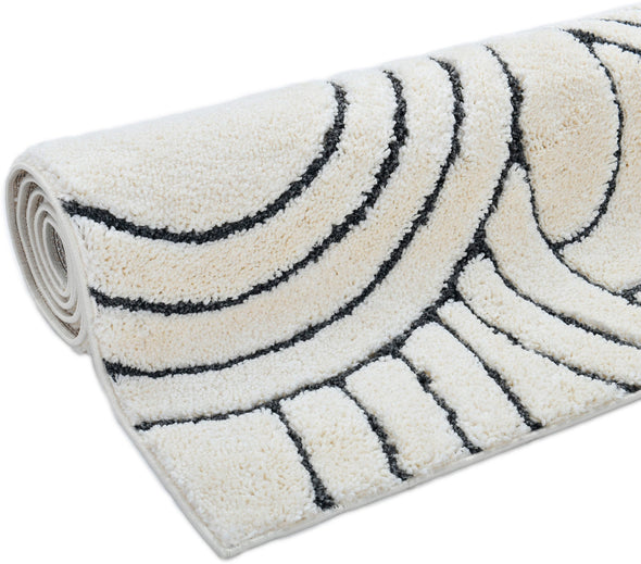 Covor pufos Cadie cu model boho crem-gri 60x90 cm - LunaHome.ro