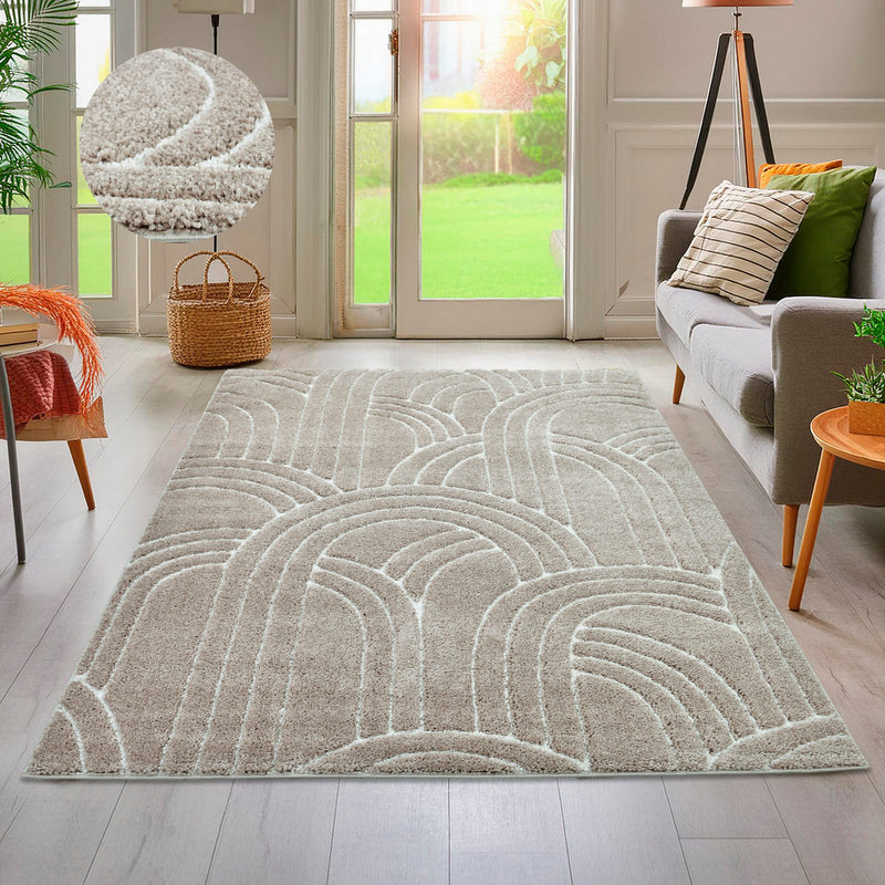 Covor pufos Cadie cu model boho gri-crem 160x230 cm - LunaHome.ro